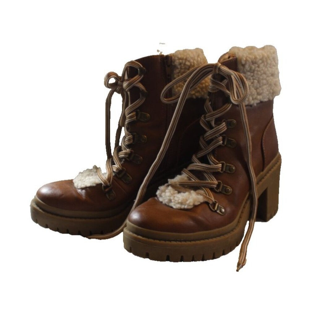 Target Brown Combat Boots With Faux Fur and Lugged Soles Size 7